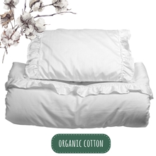 Påslakan Vagn/Vagga Volang Vit Organic Cotton